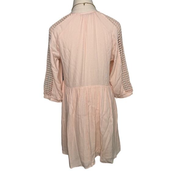 Heartloom boho crochet tassel tie 3/4 sleeve peasant prairie dress size small S - Picture 3 of 5